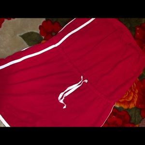 Strapless red and white romper